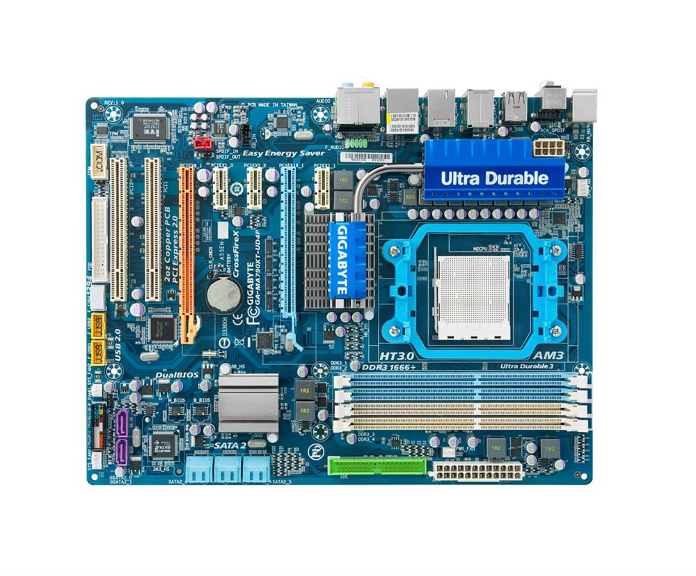 GA-MA790XT-UD4P Gigabyte Socket AM3 AMD 790X/ SB750 Chipset AMD Phenom II X4/ AMD Phenom II X3 Processors Support DDR3 4x DIMM 6x SATA 3.0Gb/s ATX Motherboard (Refurbished)