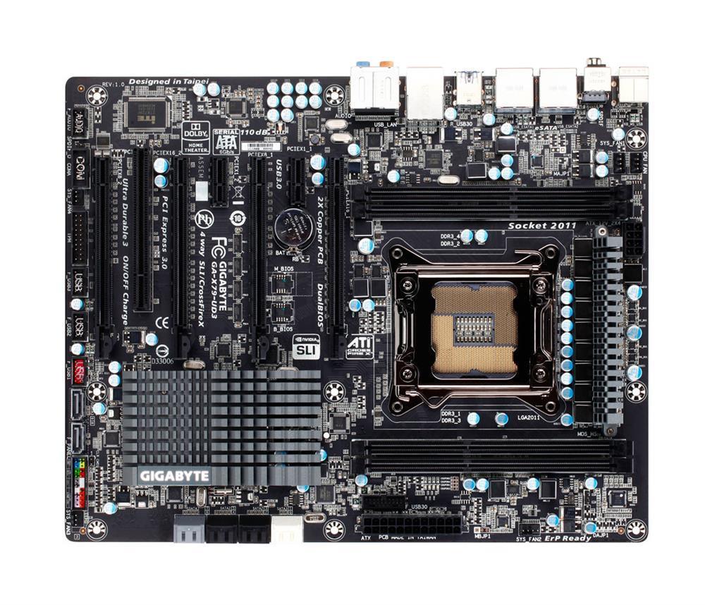 GA-X79-UD3 (rev. 1.1) Gigabyte Socket LGA 2011 Intel X79 Express Chipset Core i7 Extreme Edition Processors Support DDR3 4x DIMM 6x SATA 6.0Gb/s ATX Motherboard  (Refurbished)