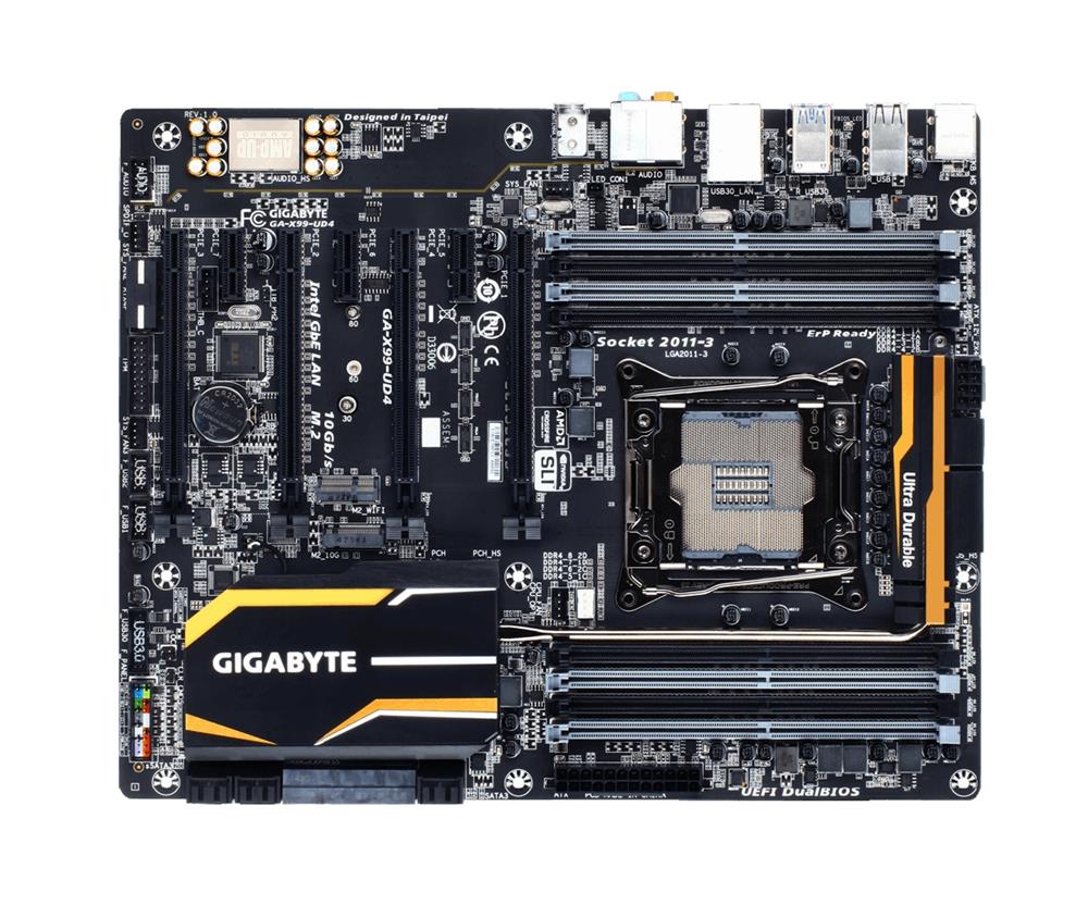 GA-X99-UD4 Gigabyte Socket LGA 2011-3 Intel X99 Express Chipset Xeon E5-1600/ E5-2600/ E5-4600 v3/v4 Core i7 Processors Support DDR4 8x DIMM 10x SATA 6.0Gb/s ATX Motherboard (Refurbished)
