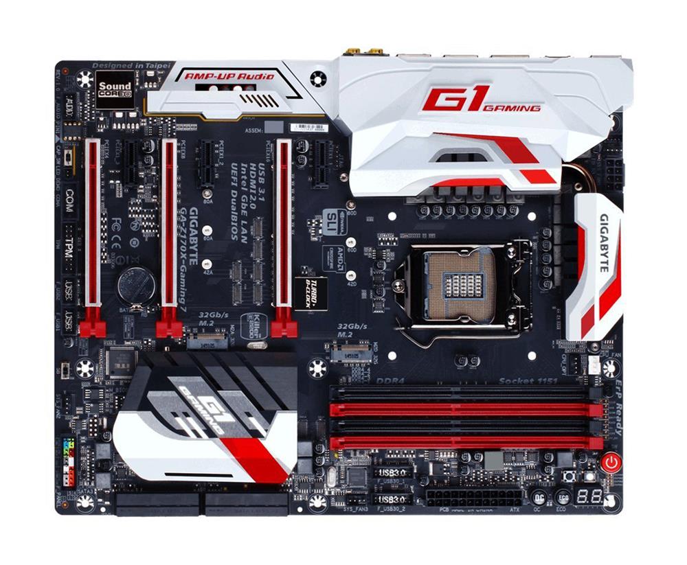 GA-Z170X-Gaming 7 Gigabyte Socket LGA 1151 Intel Z170 Express Chipset 7th/6th Generation Core i7 / i5 / i3 / Pentium / Celeron Processors Support DDR4 4x DIMM 6x SATA 6.0Gb/s ATX Motherboard (Refurbished)