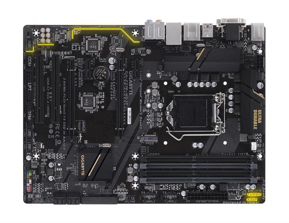 GA-Z270-HD3P (rev. 1.0) Gigabyte Socket LGA 1151 Intel Z270 Express Chipset 7th/6th Generation Core i7 / i5 / i3 / Pentium / Celeron Processors Support DDR4 4x DIMM 6x SATA 6.0Gb/s ATX Motherboard (Refurbished)