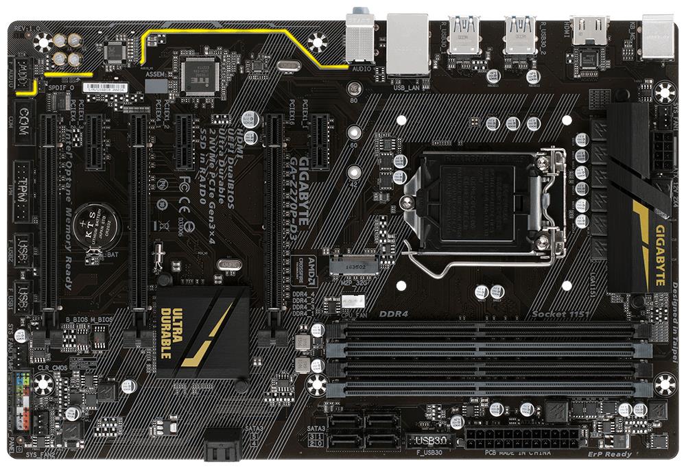 GA-Z270P-D3 Gigabyte Ultra Durable Desktop Motherboard Intel Z270 Chipset Socket H4 LGA-1151 (Refurbished)