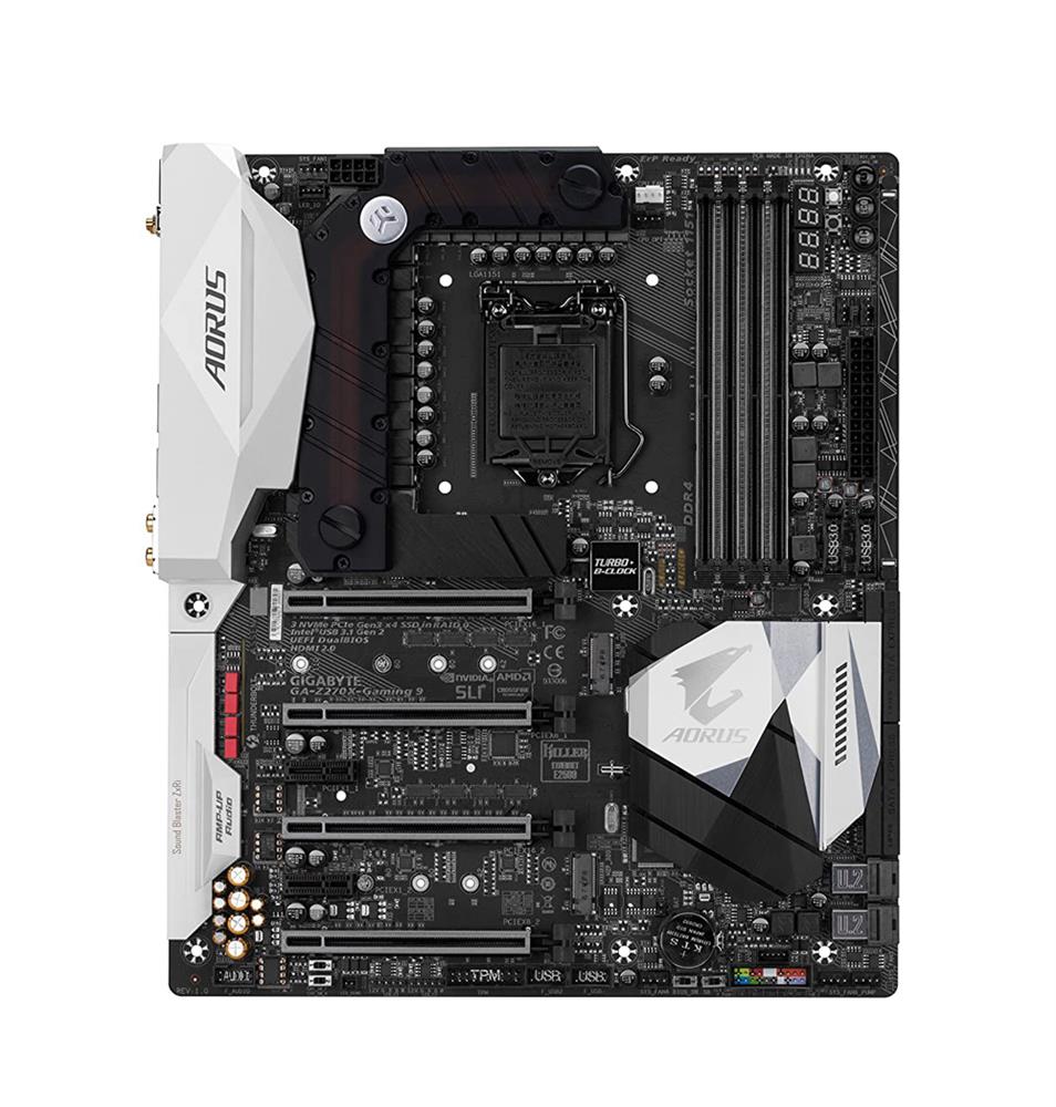 GA-Z270X-Gaming9(rev.1.0) Gigabyte Socket LGA 1151 Intel Z270 Express Chipset 7th/6th Generation Core i7 / i5 / i3 / Pentium / Celeron Processors Support DDR4 4x DIMM 6x SATA 6.0Gb/s Extended-ATX Motherboard (Refurbished) GA-Z270X-Gaming 9 (rev. 1.0)