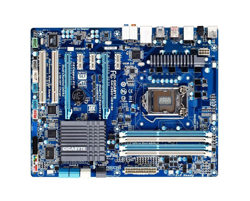 GA-Z68X-UD3-B3 (rev. 1.0) Gigabyte Socket LGA 1155 Intel Z68 Chipset Core i7 / i5 / i3 / Pentium / Celeron Processors Support DDR3 4x DIMM 2x SATA 6.0Gb/s ATX Motherboard (Refurbished)