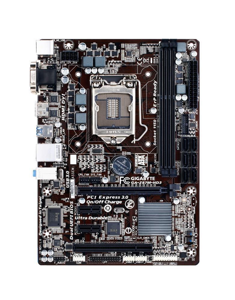 GA-Z87M-HD3(rev.1.x) Gigabyte Socket LGA 1150 Intel Z87 Express Chipset Core i7 / i5 / i3 / Pentium / Celeron Processors Support DDR3 2x DIMM 6x SATA 6.0Gb/s Micro-ATX Motherboard (Refurbished) GA-Z87M-HD3 (rev. 1.x)