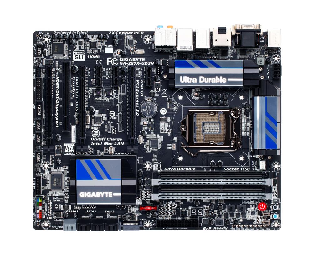 GA-Z87X-UD3H Gigabyte Socket LGA 1150 Intel Z87 Express Chipset Core i7 / i5 / i3 / Pentium / Celeron Processors Support DDR3 4x DIMM 6x SATA 6.0Gb/s ATX Motherboard (Refurbished)