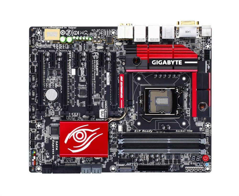 GA-Z97X-GamingG1WIFI-BKrev.1.0 Gigabyte Socket LGA 1150 Intel Z97 Express Chipset Core i7 / i5 / i3 / Pentium / Celeron Processors Support DDR3 4x DIMM 6x SATA 6.0Gb/s ATX Motherboard (Refurbished)