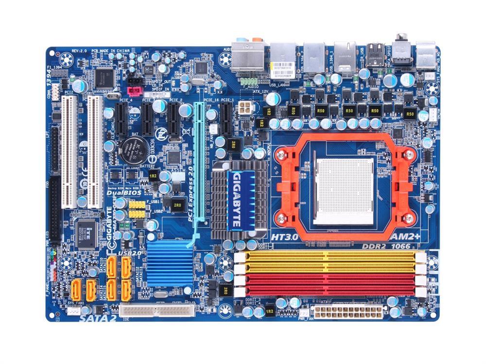 GAMA770DS3P Gigabyte Socket AM3 /AM2+/AM2 AMD 770 + SB710 Chipset AMD Phenom X4/ Phenom X3/ Athlon 64 FX/ Athlon 64 X2/ Athlon 64/ Athlon X2/ Athlon/ AMD Sempron Processors Support DDR2 4x DIMM 6x SATA 3.0Gb/s ATX Motherboard (Refurbished)