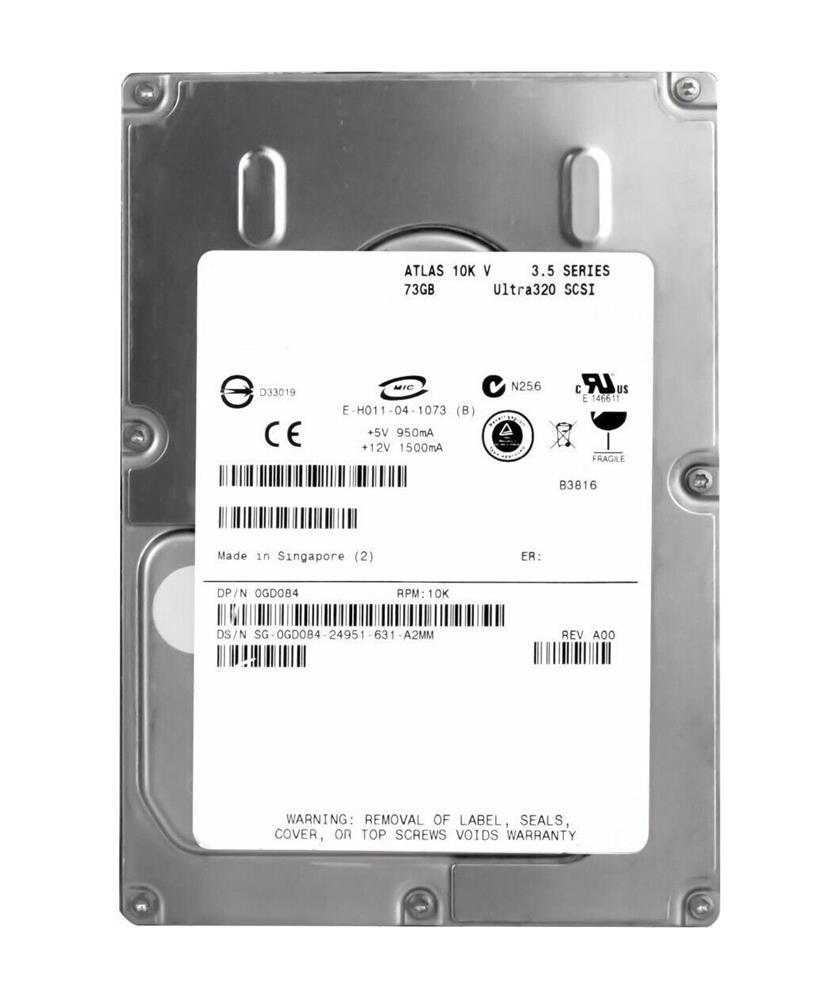 GD084 Dell 73GB 10000RPM Ultra-320 SCSI 80-Pin 8MB Cache 3.5-inch Internal Hard Drive