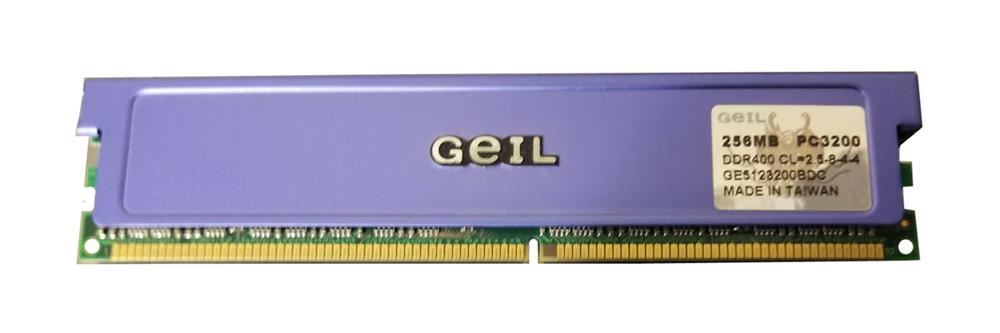 GE5123200BDC GeIL 256MB PC3200 DDR-400MHz non-ECC Unbuffered CL2.5 184-Pin DIMM Memory Module
