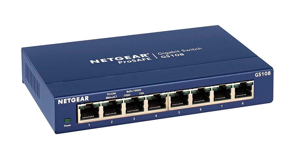 GS108 NetGear ProSafe 8-Ports 10/100/1000Mbps Gigabit Ethernet Switch (Refurbished)