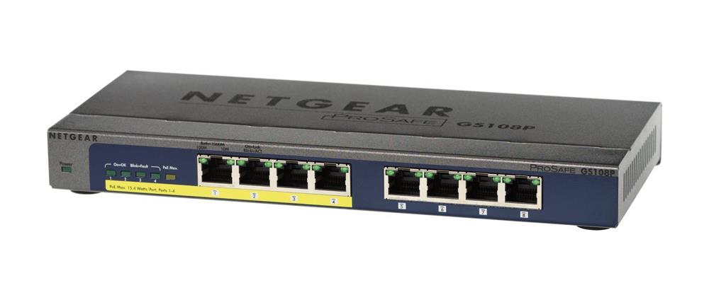 GS108P-100EUS NetGear ProSafe 8-Ports 10-100-1000Mbps RJ45 Gigabit Ethernet Switch (Refurbished)