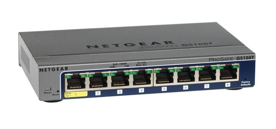 GS108T100EUS NetGear ProSafe 8-Ports 10/100/1000Mbps Gigabit Ethernet Smart Desktop Switch (Refurbished)