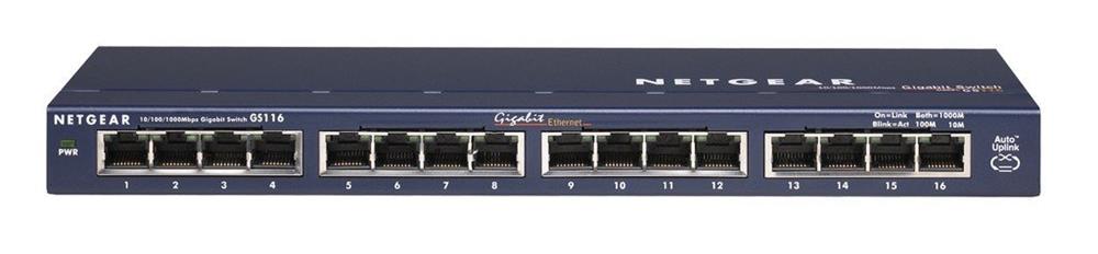 GS116UK NetGear ProSafe 16-Ports 10/100/1000Mbps Gigabit Ethernet Desktop Switch (Refurbished)