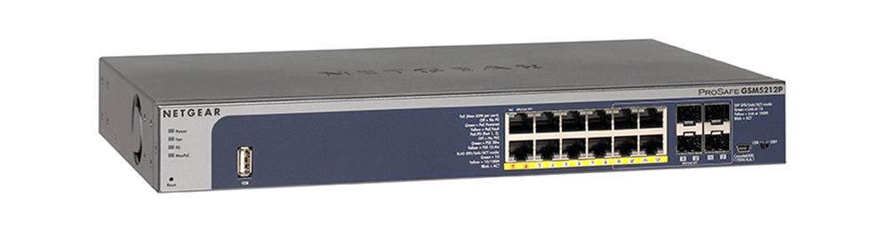 GSM5212P Netgear ProSafe M4100-D12G-POE+ Ethernet Switch 12 Network, 4 Expansion Slot Manageable Twisted Pair, Optical Fiber Modular 2 Layer Supported Desktop (Refurbished)