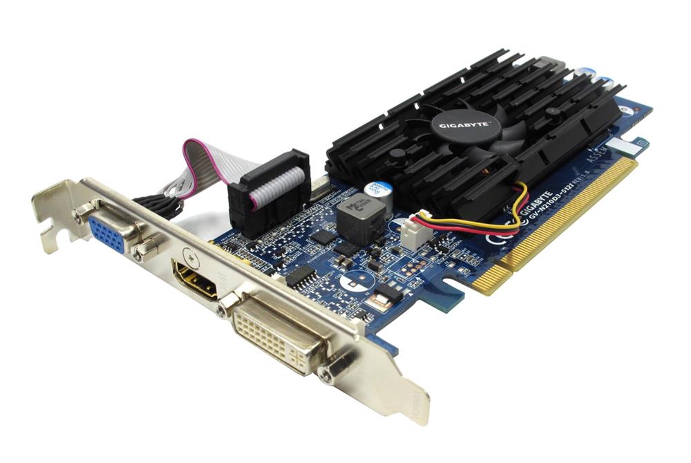 GV-N210D3-512I Gigabyte GeForce 210 Graphic Card 650 MHz Core 512 MB PCI Express 2.0 x16 1600 MHz Memory Clock 2560 x 1600 HDMI DVI VGA