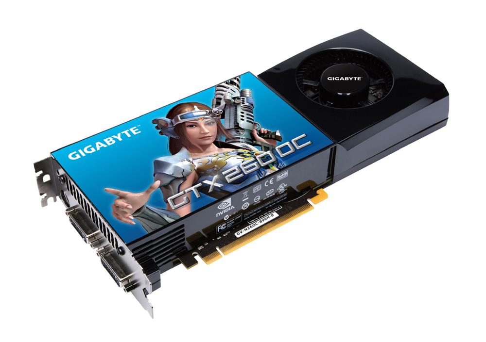 GV-N26OC-896H-B GIGA-BYTE GeForce GTX 260 Graphics Card nVIDIA GeForce GTX 260 576MHz 896MB GDDR3 SDRAM 448bit PCI Express 2.0 x16 DVI-I Retail