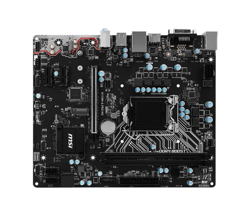 H110M-A PRO M2 MSI Socket LGA 1151 Intel H110 Chipset 6th Generation Core i7 / i5 / i3 / Pentium / Celeron Processors Support DDR4 2x DIMM 4x SATA 6.0Gb/s Micro-ATX Motherboard (Refurbished)
