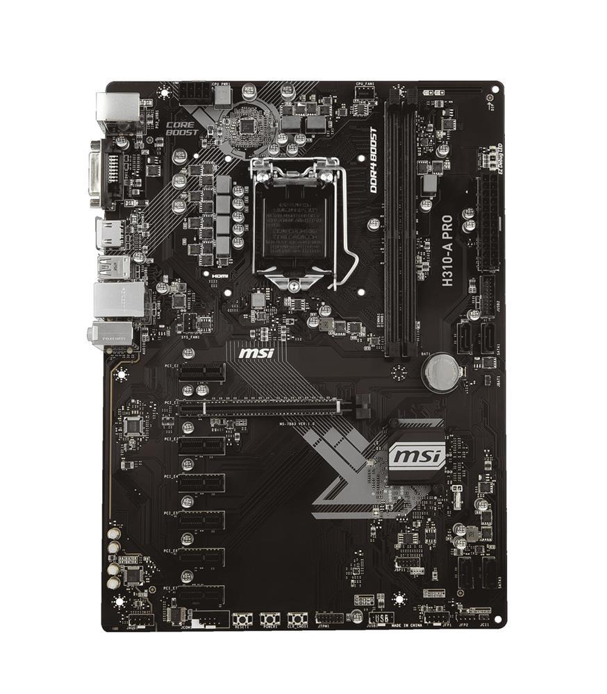 H310APRO MSI H310-A PRO Socket LGA 1151 Intel H310 Chipset 8th Generation Core i7 / i5 / i3 / Pentium / Celeron Processors Support DDR4 2x DIMM 4x SATA3 6.0Gb/s ATX Motherboard (Refurbished)