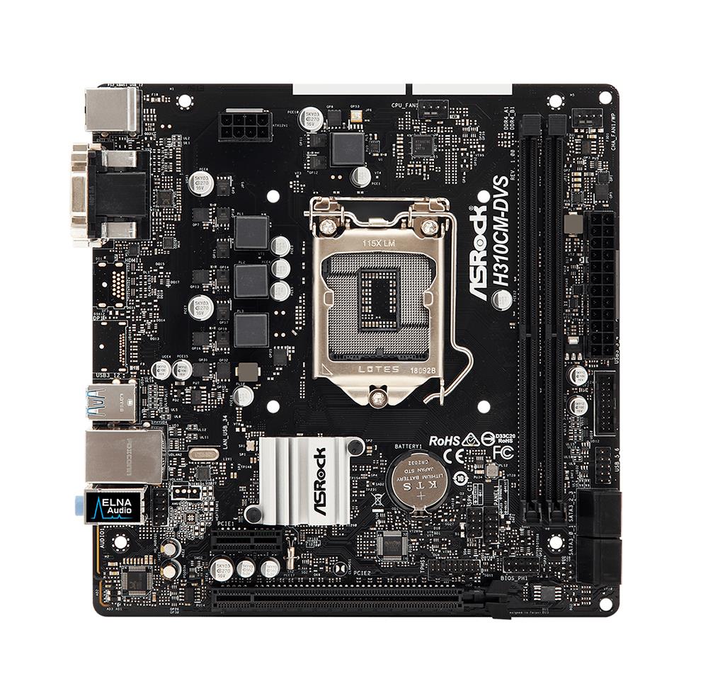 H310CM-DVS ASRock Socket LGA 1151 Intel H310 Chipset 9th & 8th Generation Core i7 / i5 / i3 Processors Support DDR4 2x DIMM 4x SATA3 6.0Gb/s Micro-ATX Motherboard (Refurbished)