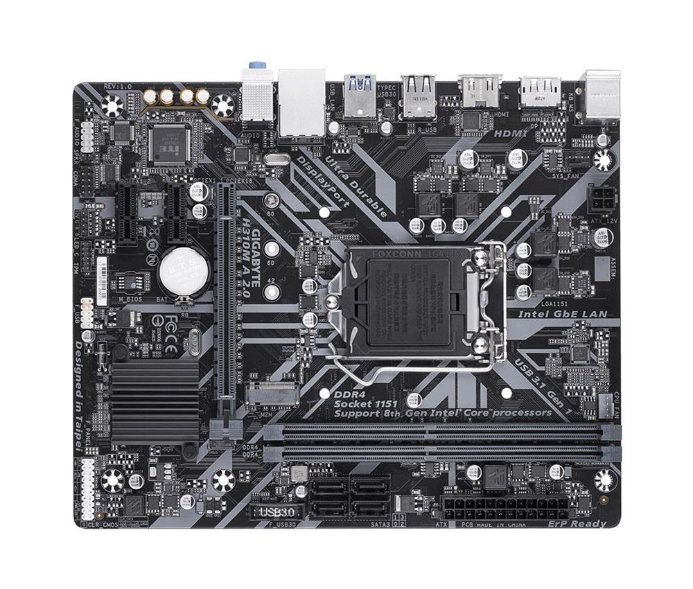 H310MA2.0 Gigabyte Socket LGA 1151 Intel H310 Express Chipset 8th Generation Core i7 / i5 / i3 / Pentium / Celeron Processors Support DDR4 2x DIMM 4x SATA 6.0Gb/s Micro-ATX Motherboard (Refurbished) H310M A 2.0