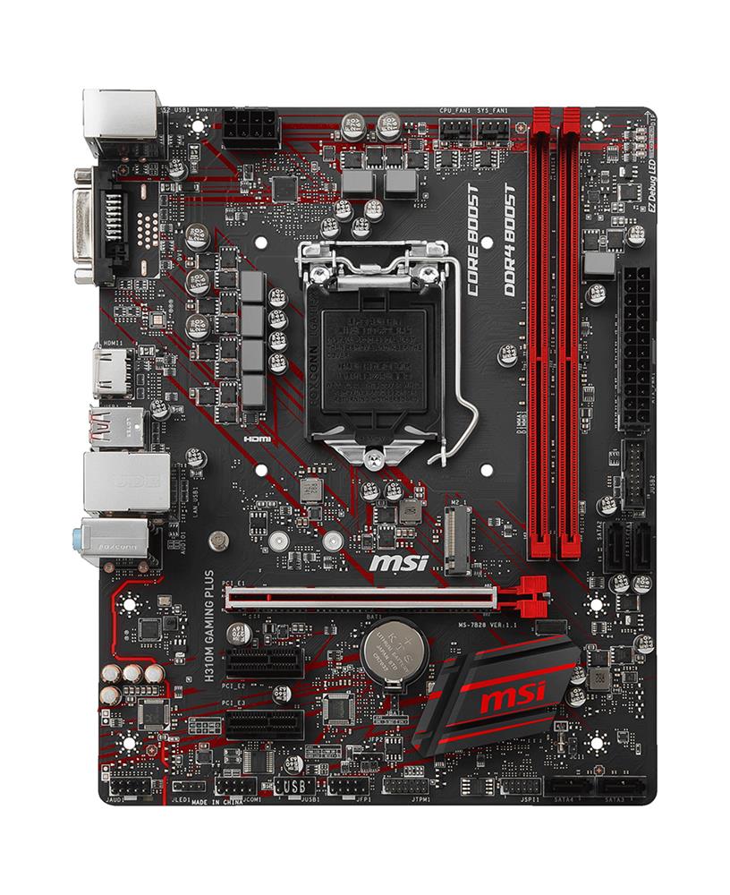 H310M GAMING PLUS MSI Socket LGA 1151 Intel H310 Chipset 8th Generation Core Processors Support DDR4 2x DIMM 4x SATA 6.0Gb/s Micro-ATX Motherboard (Refurbished)