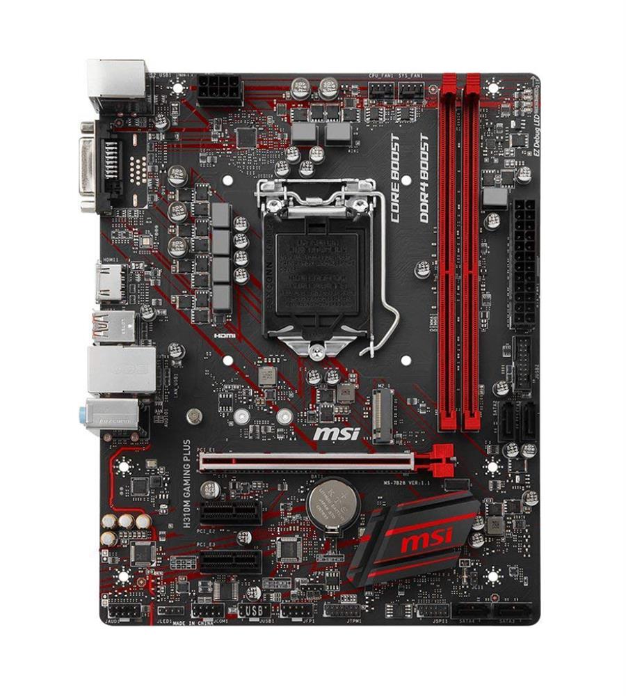 H310MGPLUS MSI H310M GAMING PLUS Socket LGA 1151 Intel H310 Chipset 8th Generation Core Processors Support DDR4 2x DIMM 4x SATA 6.0Gb/s Micro-ATX Motherboard (Refurbished)