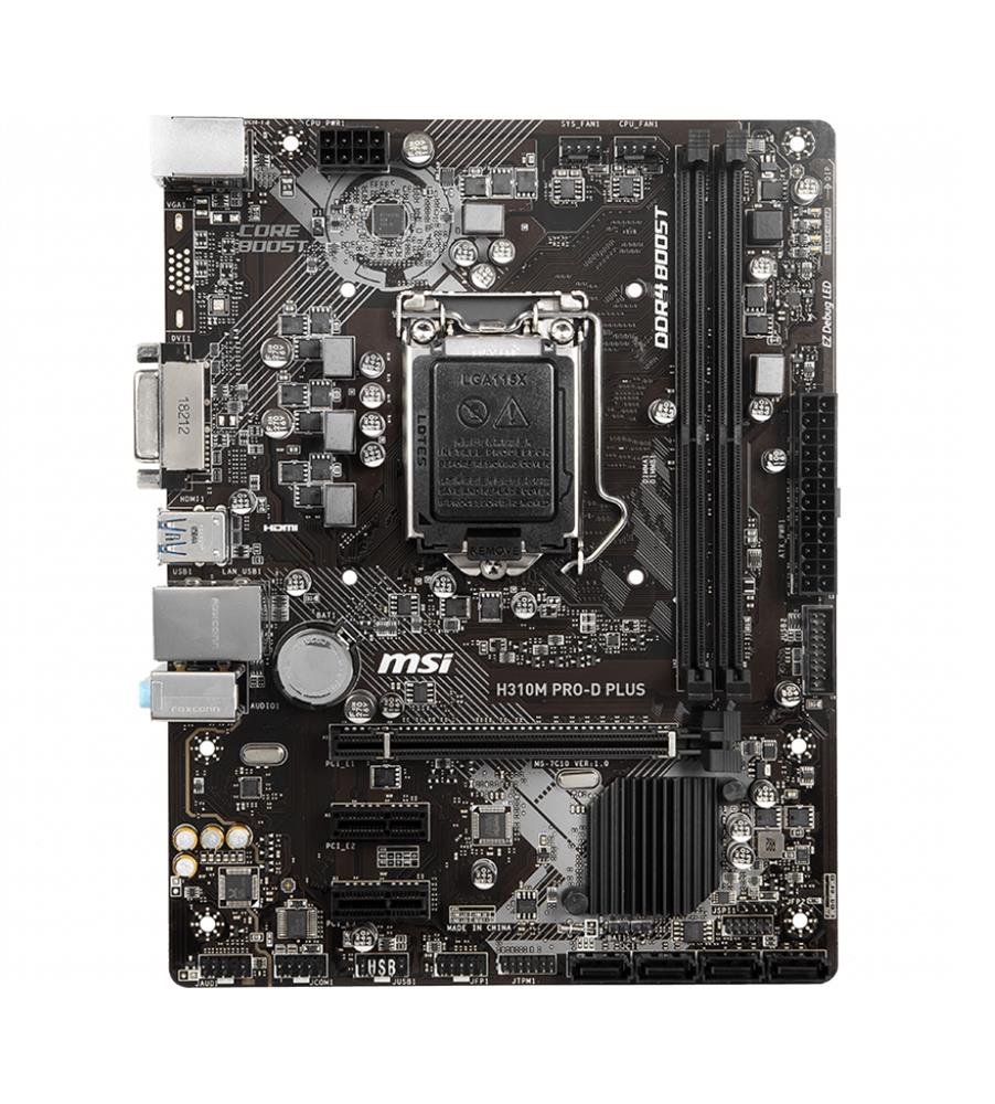 H310M PRO-D PLUS MSI Socket LGA 1151 Intel H310 Chipset 9th/8th Generation Core i9 / Pentium Gold / Celeron Processors Support DDR4 2x DIMM 4x SATA3 Micro-ATX Motherboard (Refurbished)