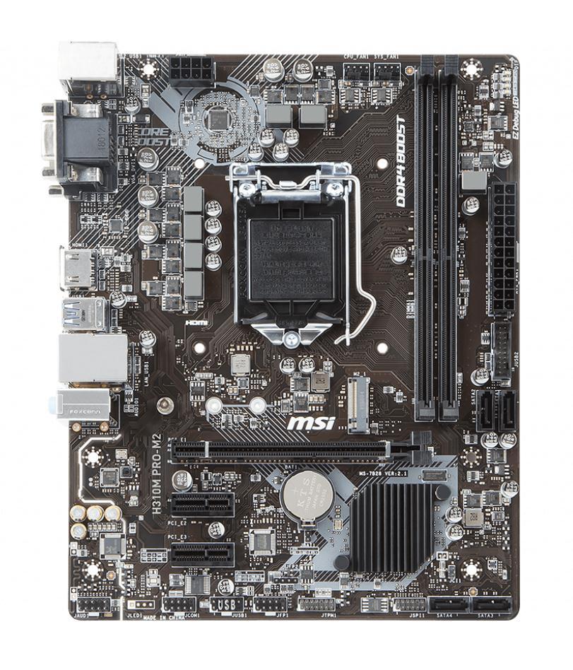 H310M PRO-M2 MSI Socket LGA 1151 Intel H310 Chipset 8th Generation Core i7 / i5 / i3 / Pentium Gold / Celeron Processors Support DDR4 2x DIMM 4x SATA 6.0Gb/s Micro-ATX Motherboard (Refurbished)