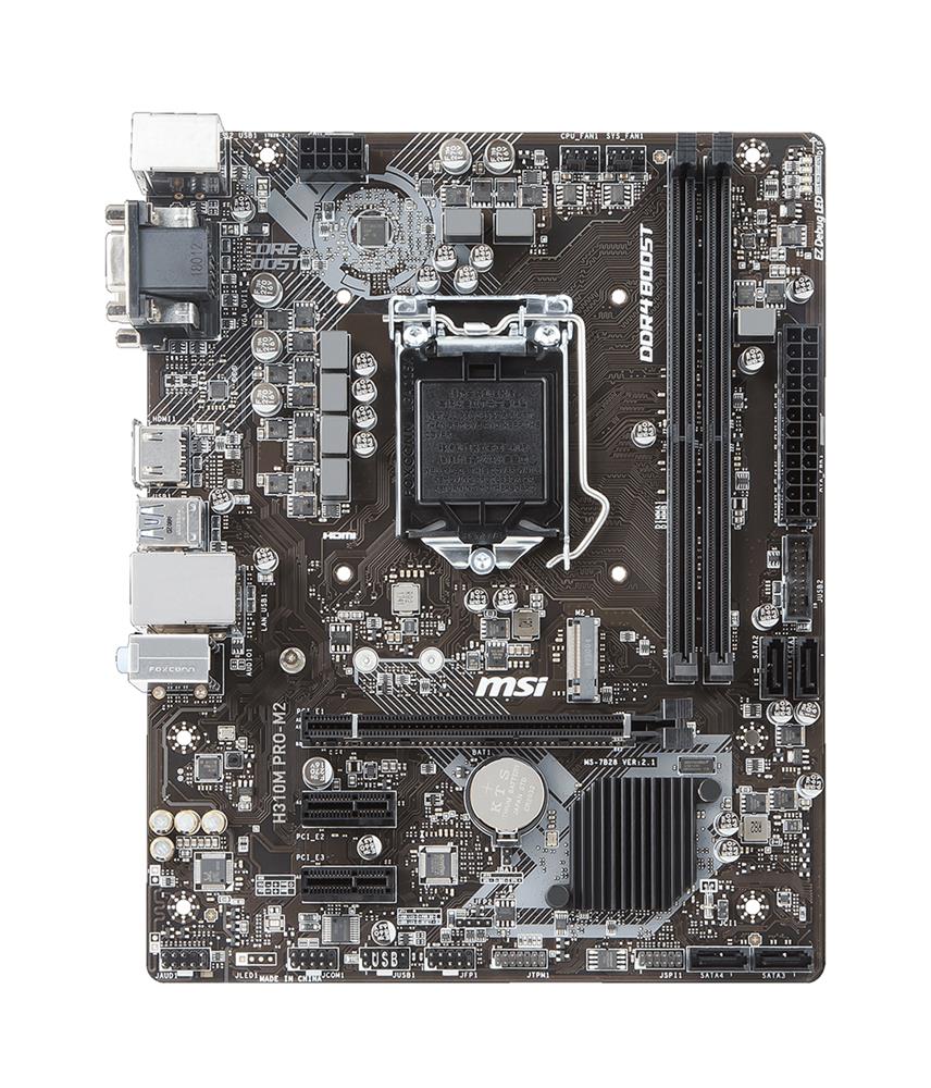 H310MPROM2 MSI H310M PRO-M2 Socket LGA 1151 Intel H310 Chipset 8th Generation Intel Core Processors Support DDR4 2x DIMM 4x SATA 6.0Gb/s Micro-ATX Motherboard (Refurbished)