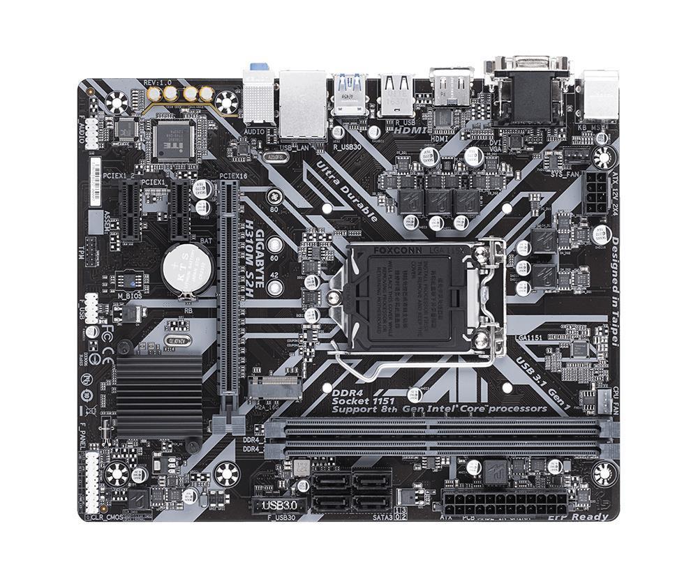 H310MS2HGSM(rev.1.1) Gigabyte Socket LGA 1151 Intel H310 Express Chipset 8th Generation Core i7 / i5 / i3 / Pentium / Celeron Processors Support DDR4 2x DIMM 4x SATA 6.0Gb/s Micro-ATX Motherboard (Refurbished)