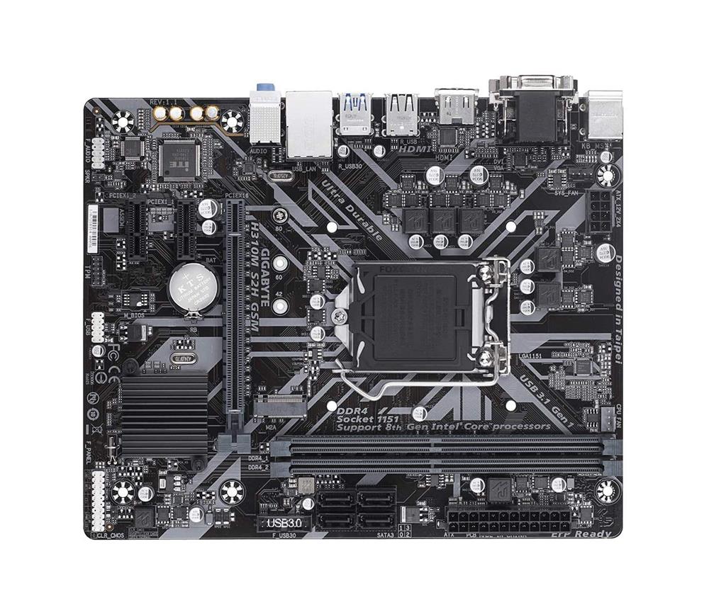 H310MS2HGSM-A1 Gigabyte Socket LGA 1151 Intel H310 Express Chipset 8th Generation Core i7 / i5 / i3 / Pentium / Celeron Processors Support DDR4 2x DIMM 4x SATA 6.0Gb/s Micro-ATX Motherboard (Refurbished) H310M S2H GSM-A1