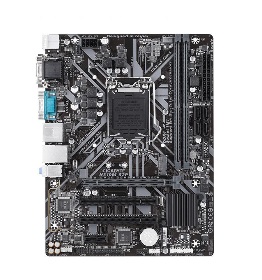H310MS2P2.0 Gigabyte Socket LGA 1151 Intel H310 Express Chipset 8th Generation Core i7 / i5 / i3 / Pentium / Celeron Processors Support DDR4 2x DIMM 4x SATA 6.0Gb/s Micro-ATX Motherboard (Refurbished) H310M S2P 2.0