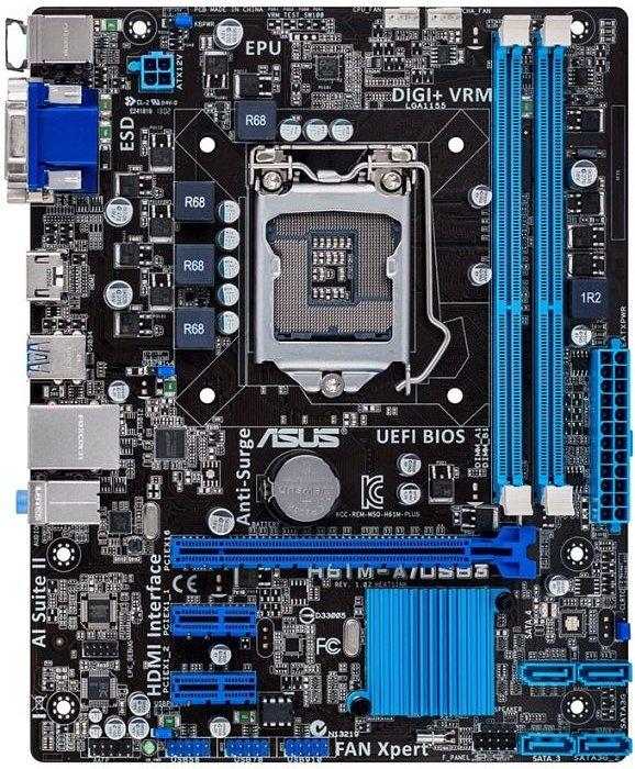 H61M-A/USB3 ASUS Socket LGA 1155 Intel H61 Chipset 3rd/2nd Generation Core i7 / i5 / i3 / Pentium / Celeron Processors Support DDR3 2x DIMM 4x SATA 3.0Gb/s uATX Motherboard (Refurbished)
