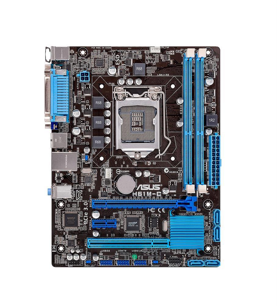 H61M-C-A1 ASUS H61M-C Socket LGA 1155 Intel H61 Chipset 3rd/2nd Generation Core i7 / i5 / i3 / Pentium / Celeron Processors Support DDR3 2x DIMM 4x SATA 3.0Gb/s uATX Motherboard (Refurbished)