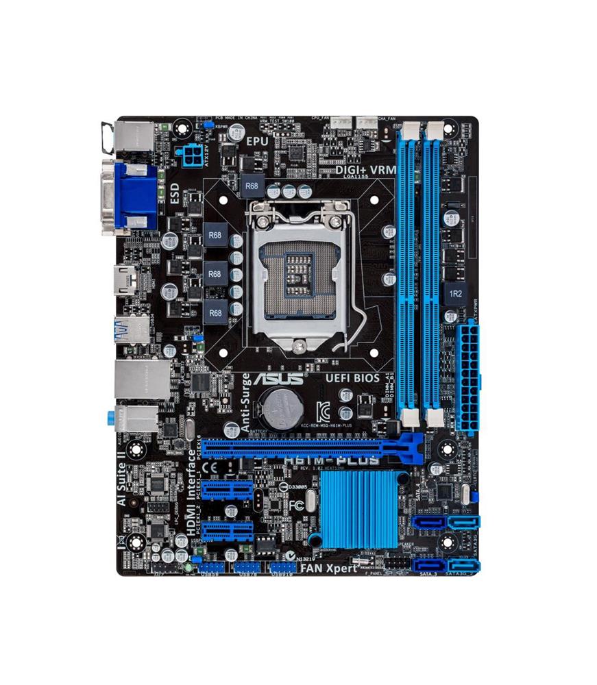 H61M-PLUS-DDO ASUS H61M-PLUS Socket LGA 1155 Intel H61 Chipset 3rd/2nd Generation Core i7 / i5 / i3 / Pentium / Celeron Processors Support DDR3 2x DIMM 2x SATA 3.0Gb/s uATX Motherboard (Refurbished)