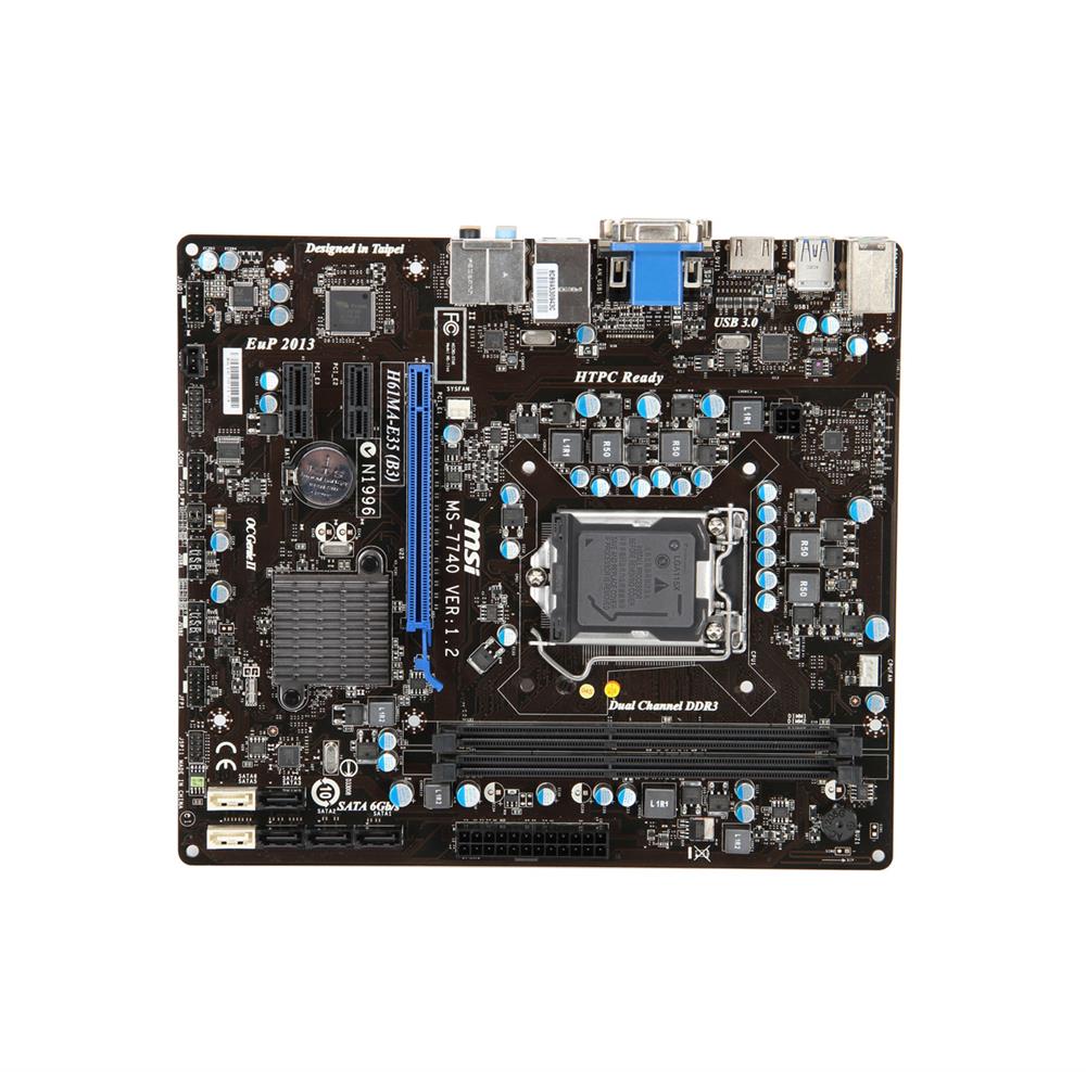 H61MA-E35-B3 MSI H61MA-E35 (B3) Socket LGA 1155 Intel H61 Chipset Core i7 / i5 / i3 Processors Support DDR3 2x DIMM 2x SATA 6.0Gb/s Micro-ATX Motherboard (Refurbished)
