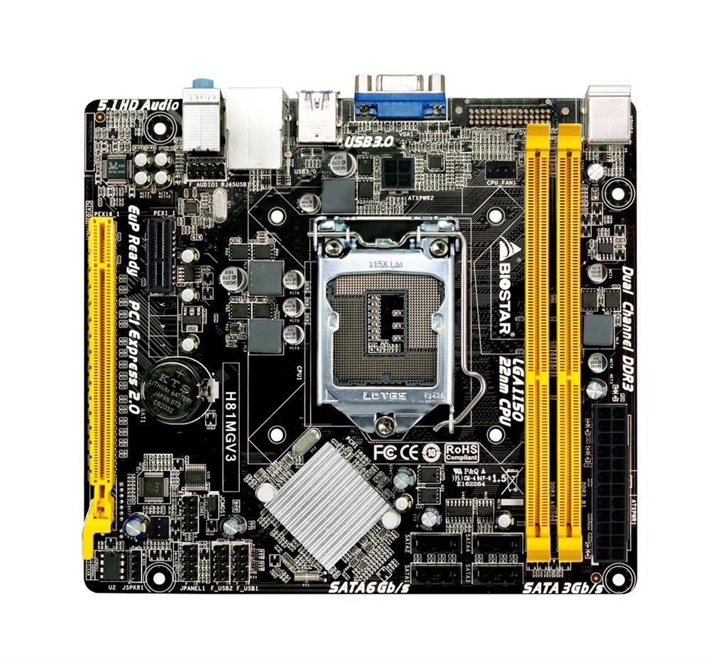 H81MDV3 Biostar Socket LGA1150 Intel H81 Chipset micro-ATX Motherboard (Refurbished)