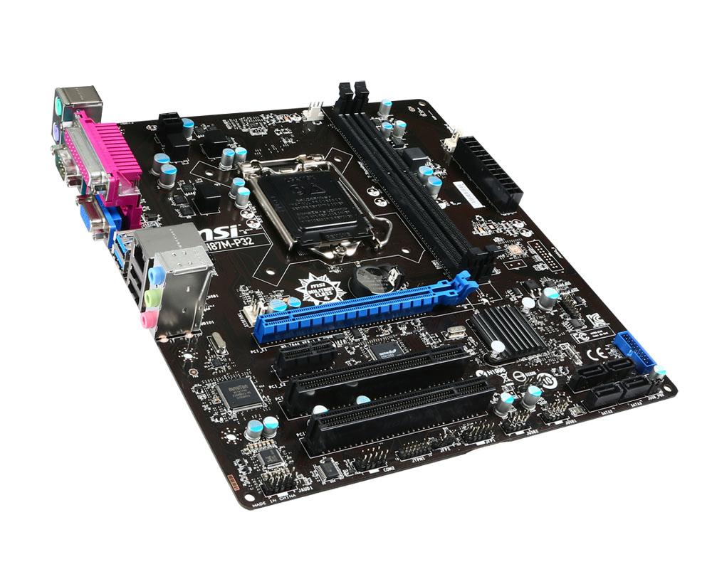 H87M-P32 MSI Socket LGA 1150 Intel H87 Chipset Core i7 Processors Support DDR3 2x DIMM 4x SATA 3.0Gb/s Micro-ATX Motherboard (Refurbished)