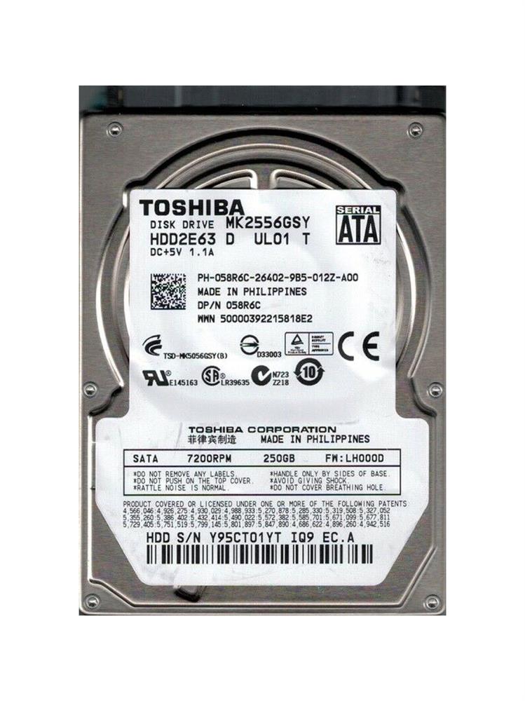 HDD2E63 Toshiba 250GB 7200RPM SATA 3Gbps 16MB Cache 2.5-inch Internal Hard Drive