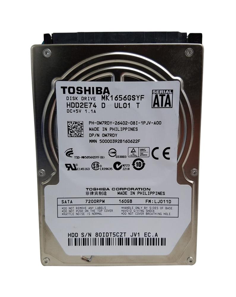 HDD2E74-D Toshiba 160GB 7200RPM SATA 3Gbps 16MB Cache 2.5-inch Internal Hard Drive