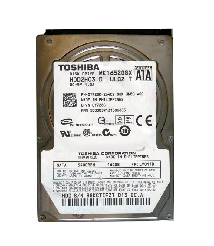 HDD2H03-D Toshiba 160GB 5400RPM SATA 3Gbps 8MB Cache 2.5-inch Internal Hard Drive