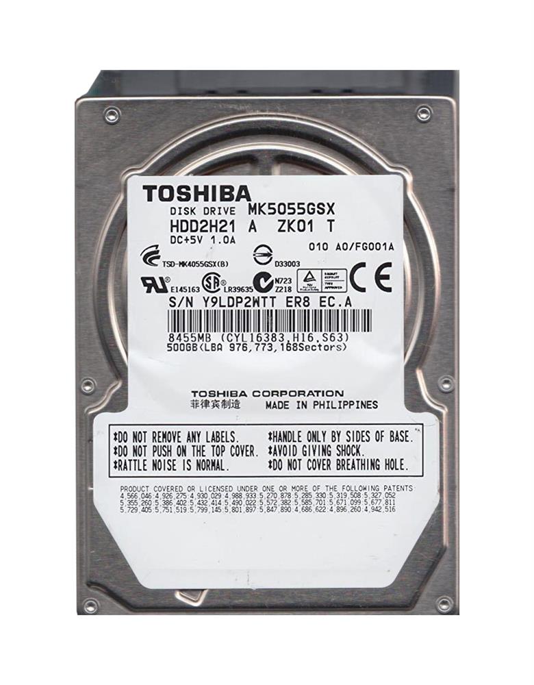 HDD2H21 Toshiba 500GB 5400RPM SATA 3Gbps 8MB Cache 2.5-inch Internal Hard Drive