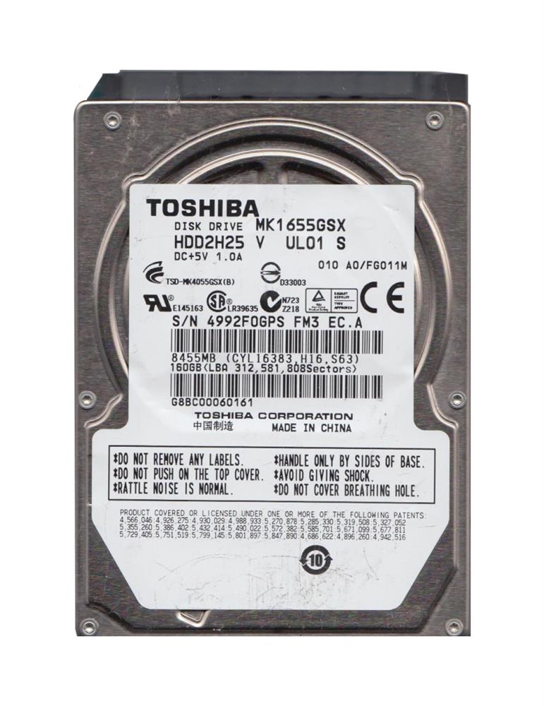 HDD2H25-V Toshiba 160GB 5400RPM SATA 3Gbps 8MB Cache 2.5-inch Internal Hard Drive