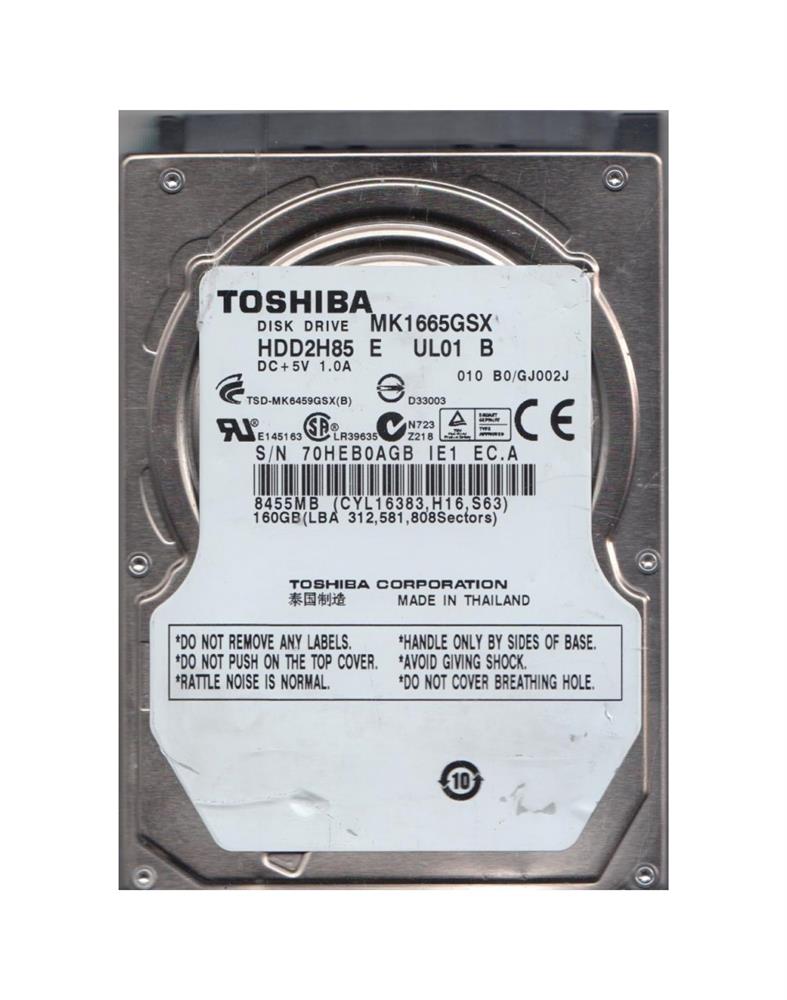 HDD2H85E Toshiba 160GB 5400RPM SATA 3Gbps 8MB Cache 2.5-inch Internal Hard Drive