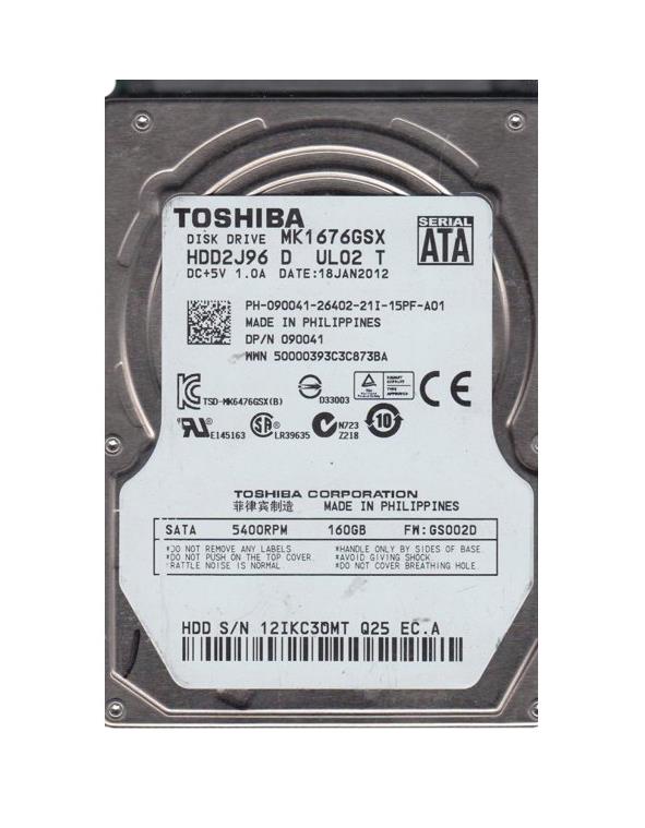 HDD2J96-D Toshiba 160GB 5400RPM SATA 3Gbps 8MB Cache 2.5-inch Internal Hard Drive