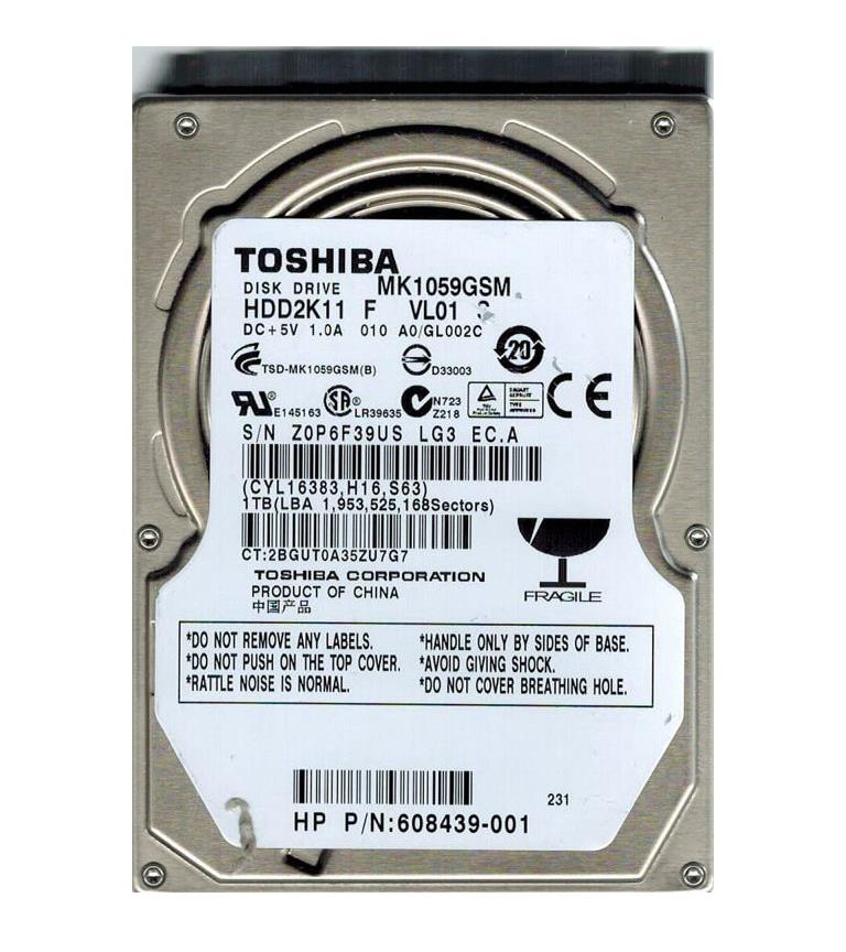 HDD2K11-F Toshiba 1TB 5400RPM SATA 3Gbps 8MB Cache 2.5-inch Internal Hard Drive