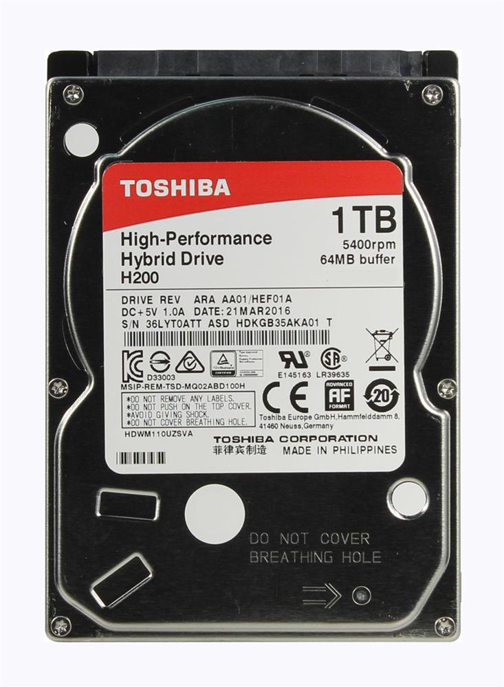 HDKGB35AKA01 Toshiba H200 1TB 5400RPM SATA 6Gbps 64MB Cache (512e) 8GB MLC SSD 2.5-inch Internal Hybrid Hard Drive