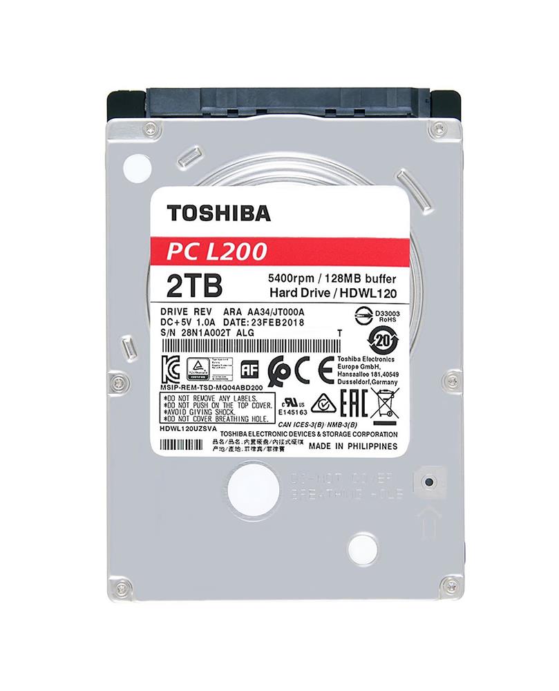 HDWL120EZSTA Toshiba L200 2TB 5400RPM SATA 6Gbps 128MB Cache 2.5-inch Internal Hard Drive