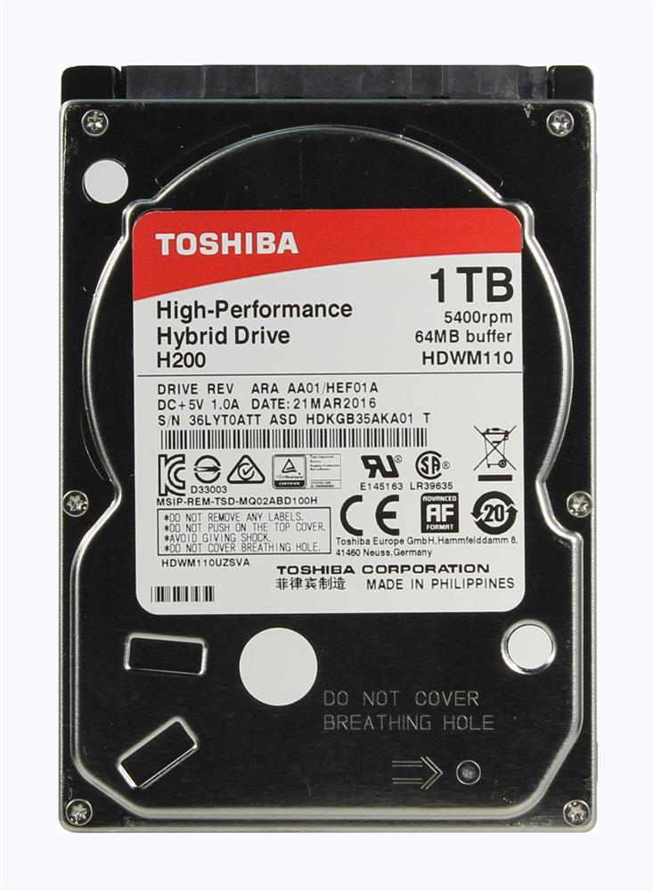HDWM110UZSVA Toshiba H200 1TB 5400RPM SATA 6Gbps 64MB Cache (512e) 8GB MLC SSD 2.5-inch Internal Hybrid Hard Drive
